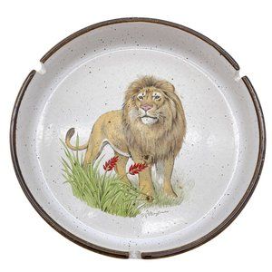 Vintage ceramic Lion ashtray Japan Otagiri TT Max MCM Africa Safari Large